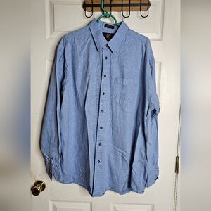 Men's Chambray Blue Viyella button down Shirt Cotton/Wool Blend size 2XL